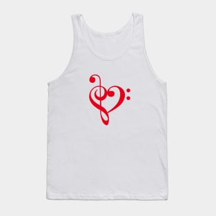 I love music, red heart with music notes Tank Top